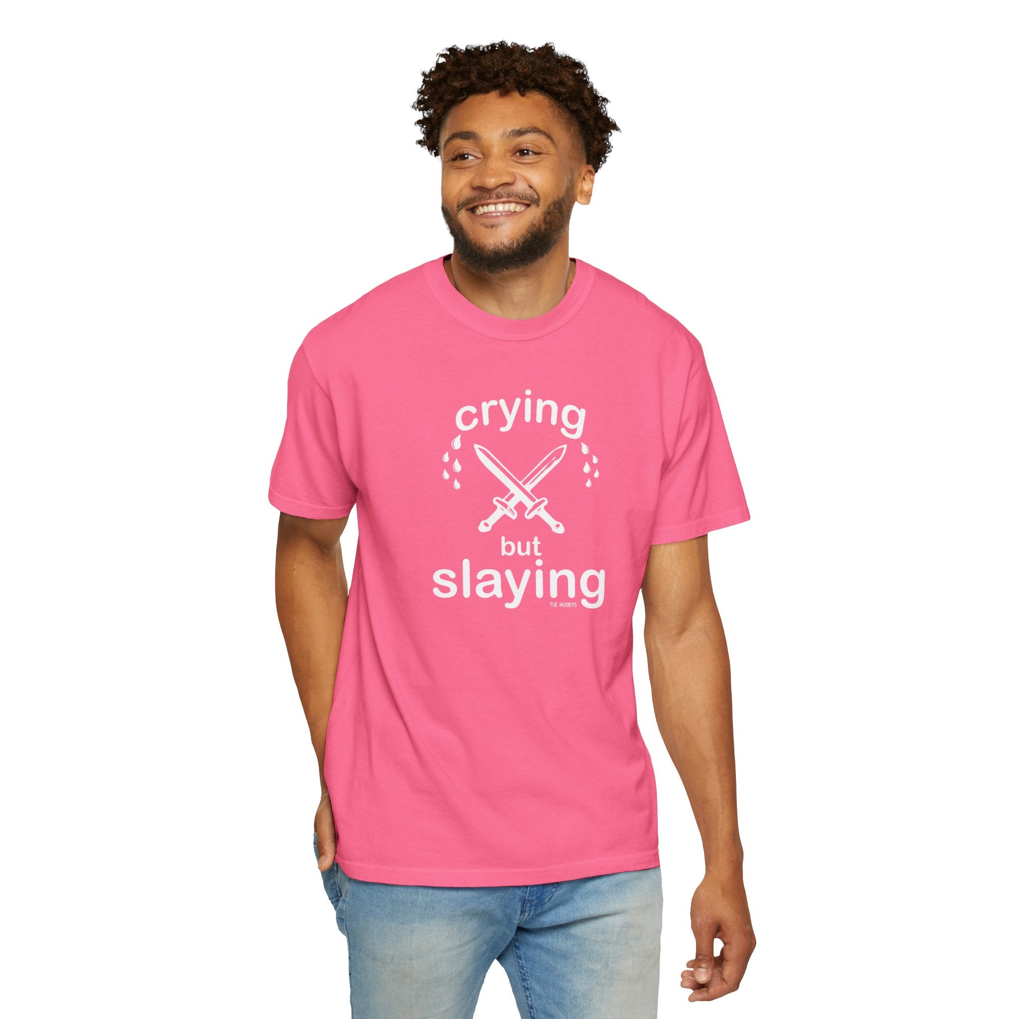 crying but slaying t-shirt