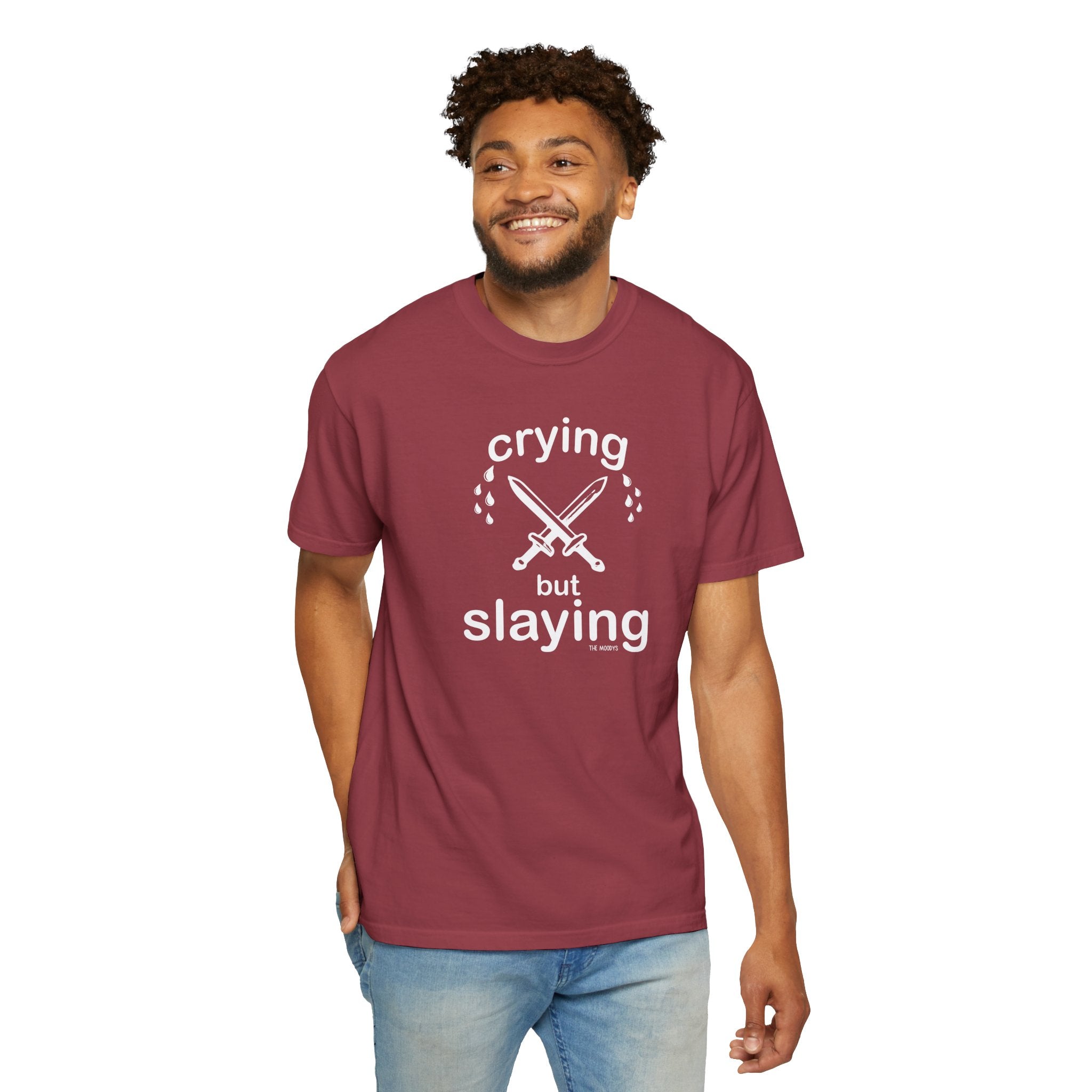 crying but slaying t-shirt