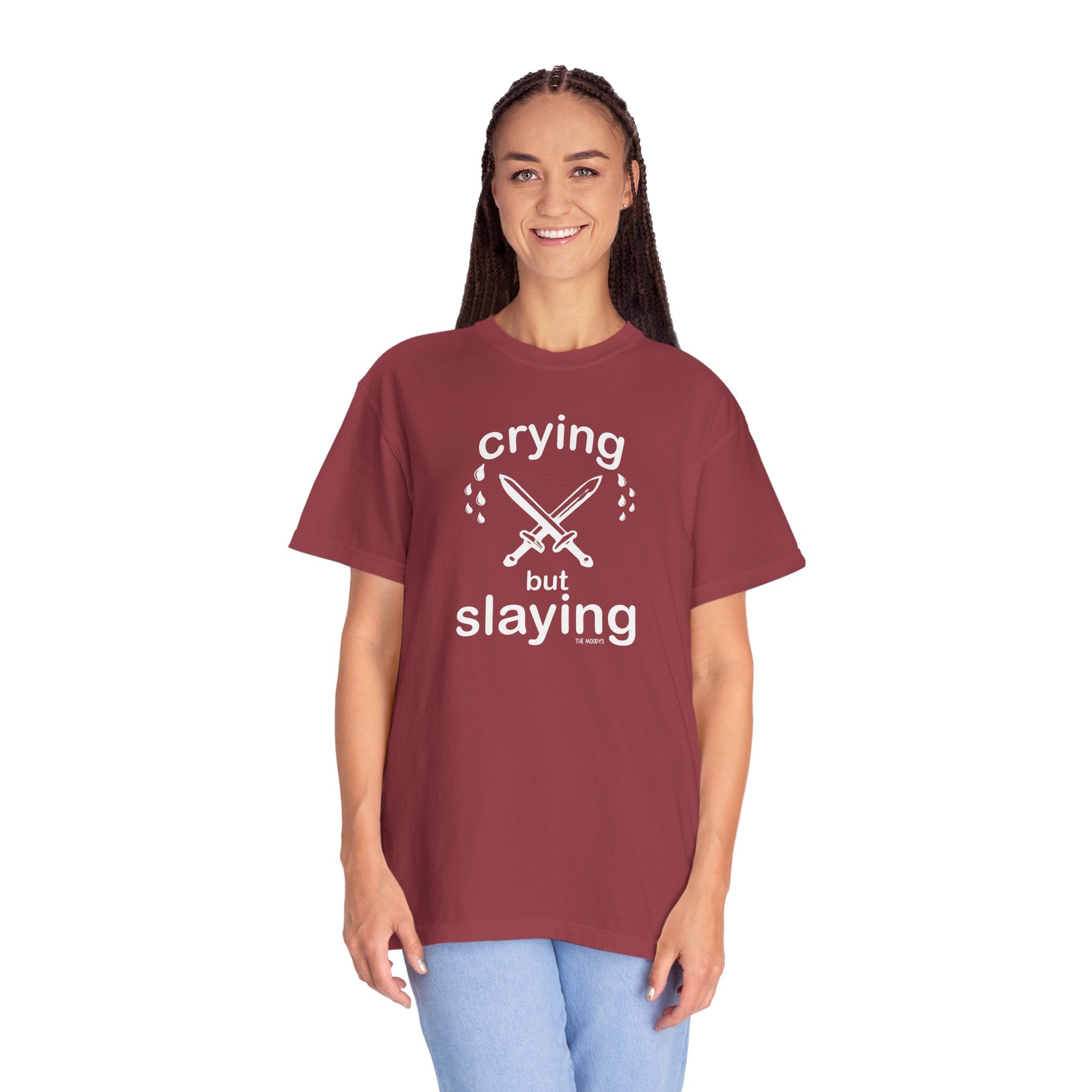 crying but slaying t-shirt